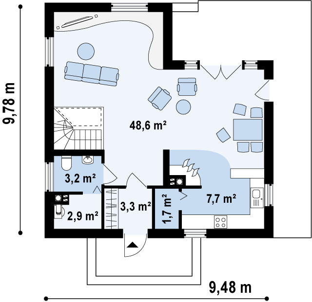 Первый этаж 67,4 м2