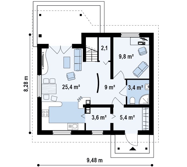 Первый этаж 58,7 м2