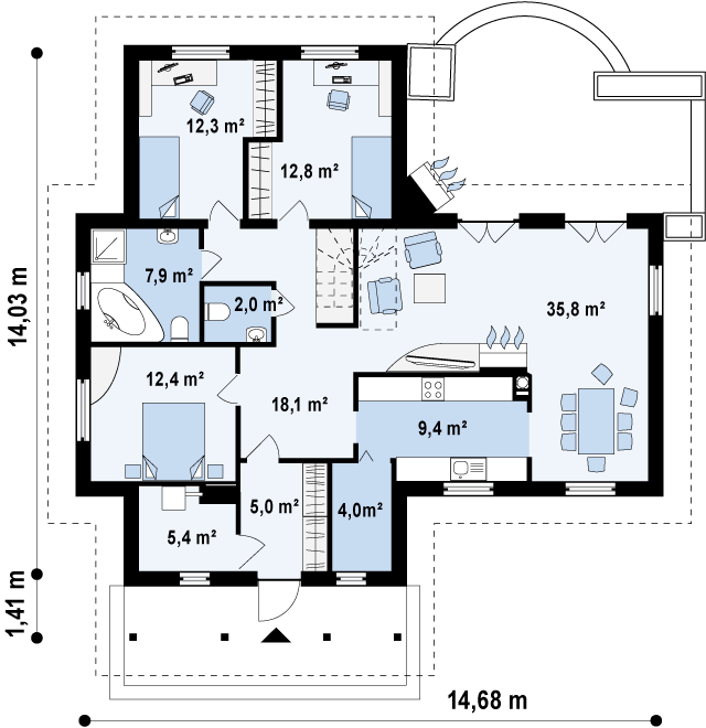 Первый этаж 125,1 м2