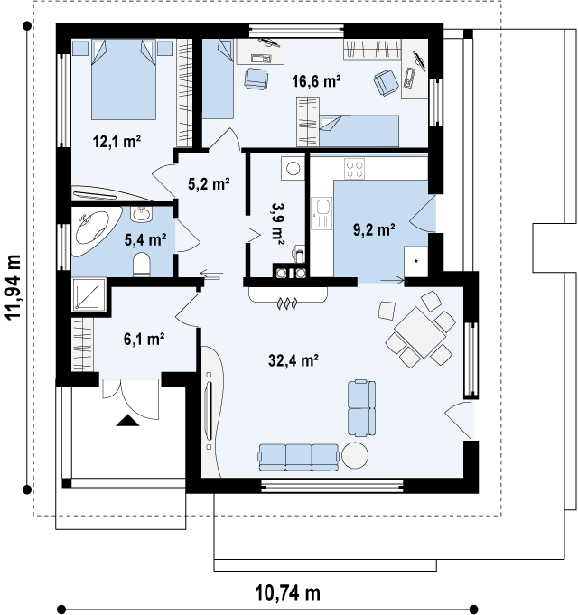 Первый этаж 90,9 м2