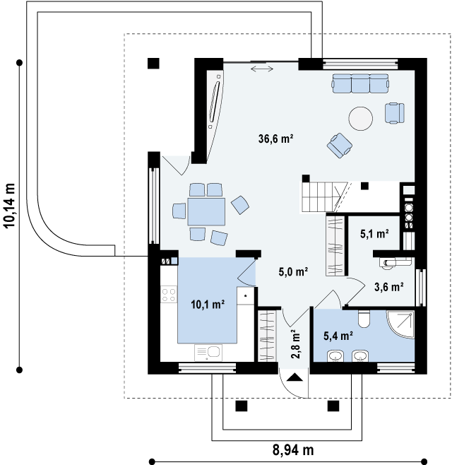 Первый этаж 68,5 м2