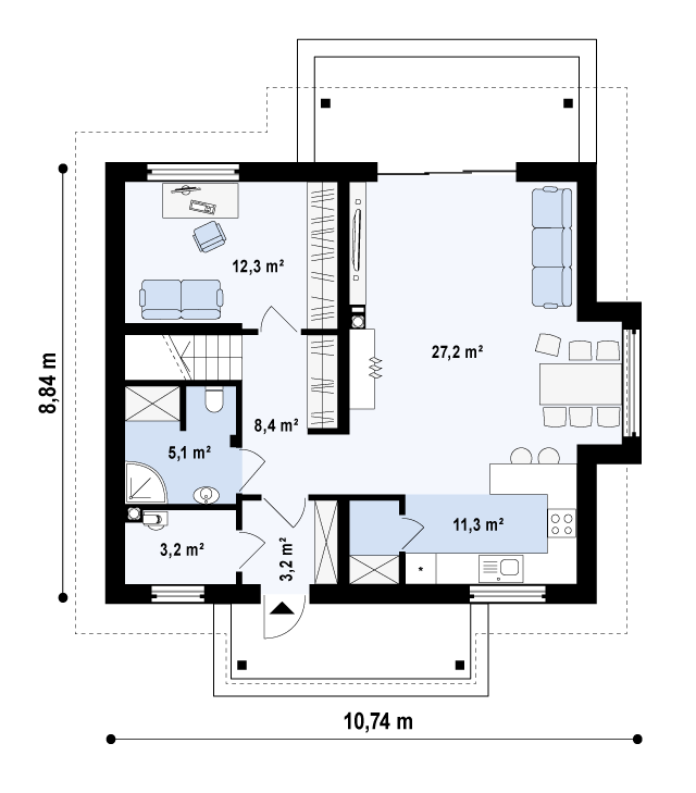 Первый этаж 70,7 м2