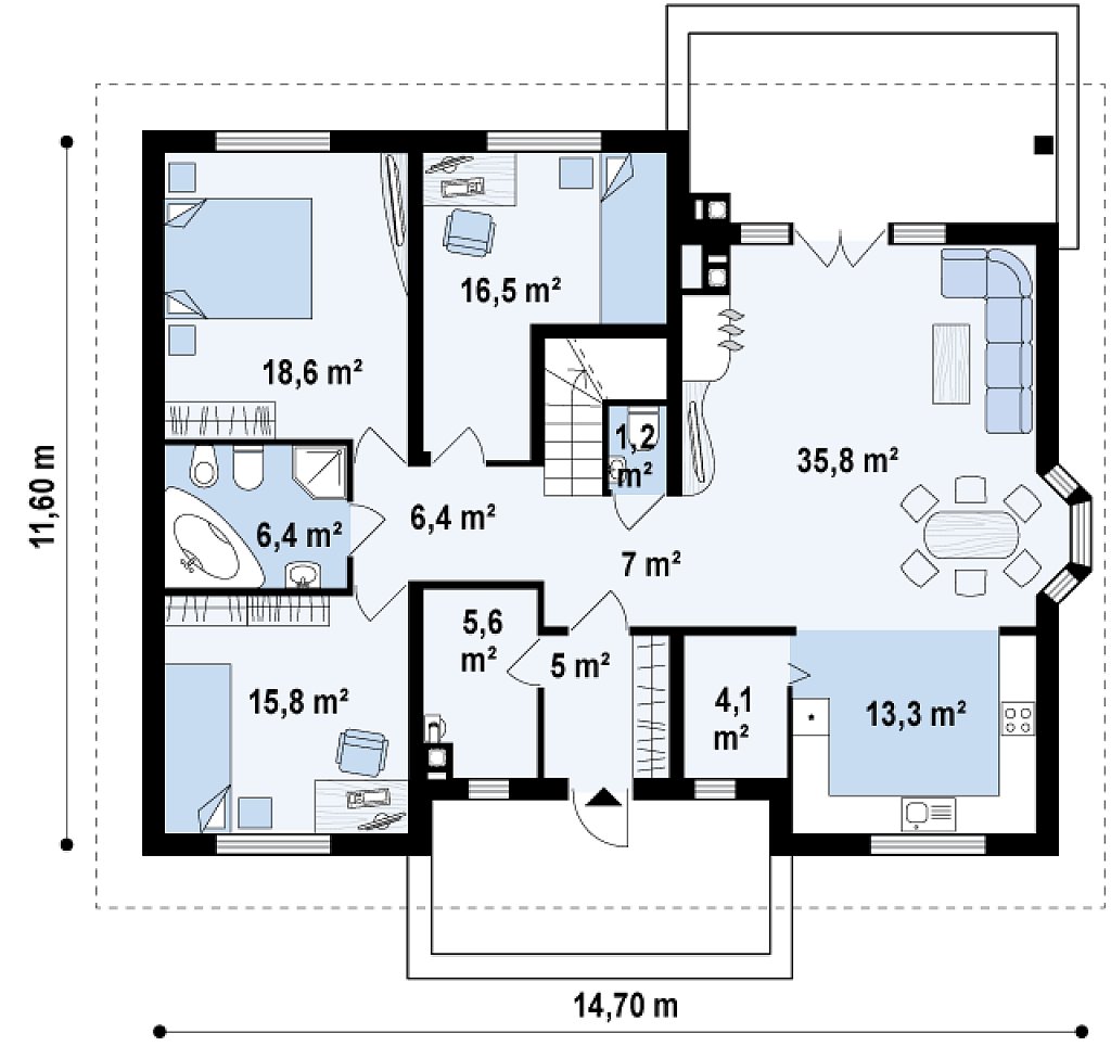 Первый этаж 135,8 м2