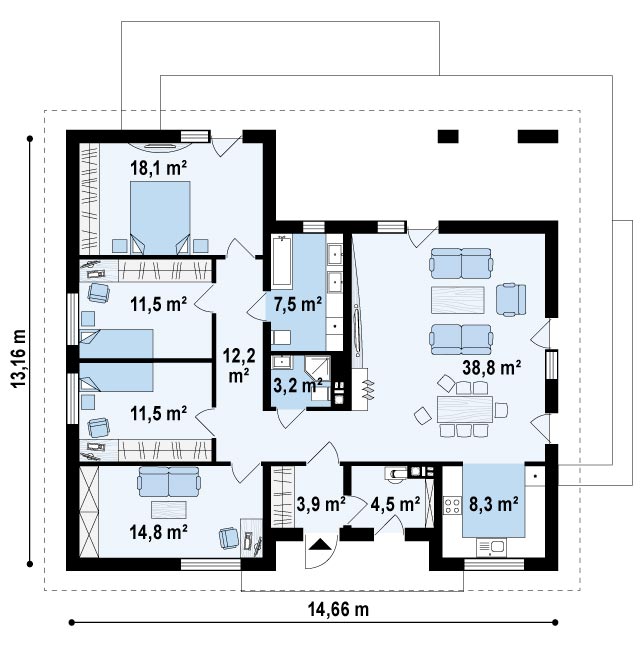 Первый этаж 134,4 м2