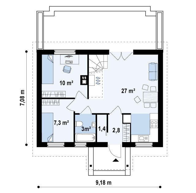 Первый этаж 51,5 м2