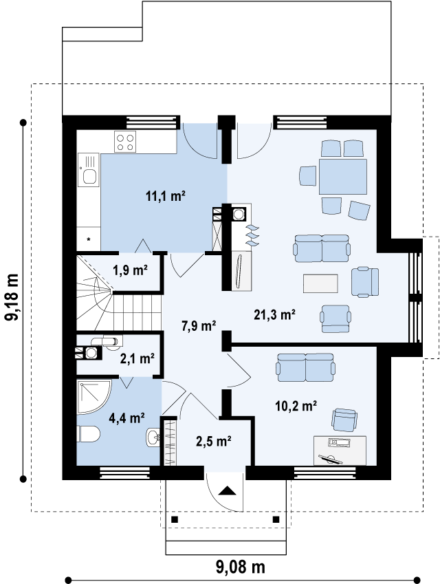 Первый этаж 61,5 м2