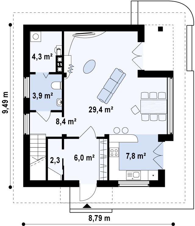 Первый этаж 62,1 м2