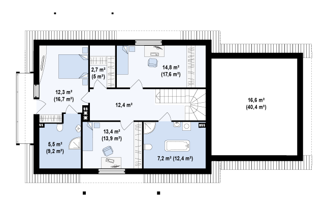 Мансардный этаж 89,2 / 127,5 м2