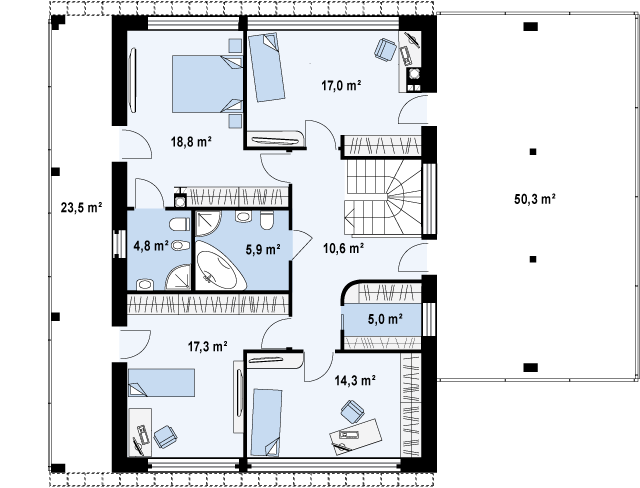 Второй этаж 93,7 м2