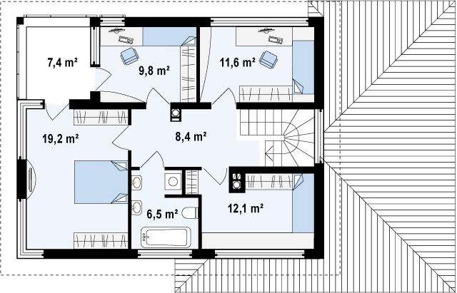 Второй этаж 67,6  м2