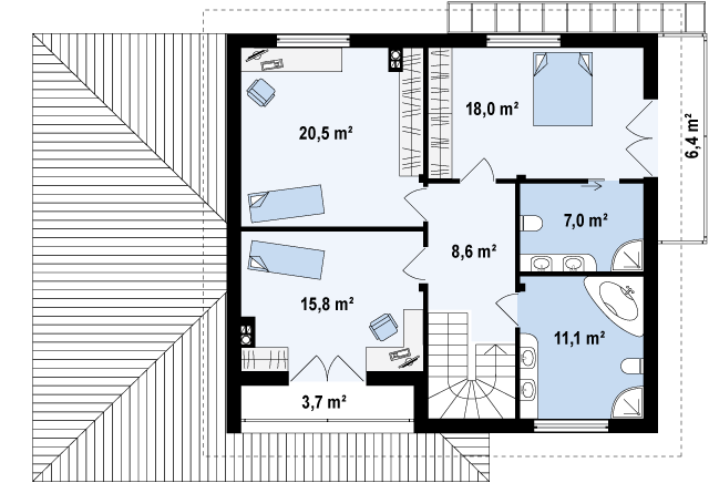 Второй этаж 80,9 м2