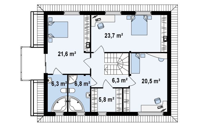 Второй этаж 91,0 м2