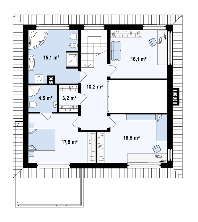 Второй этаж 85,1 м2