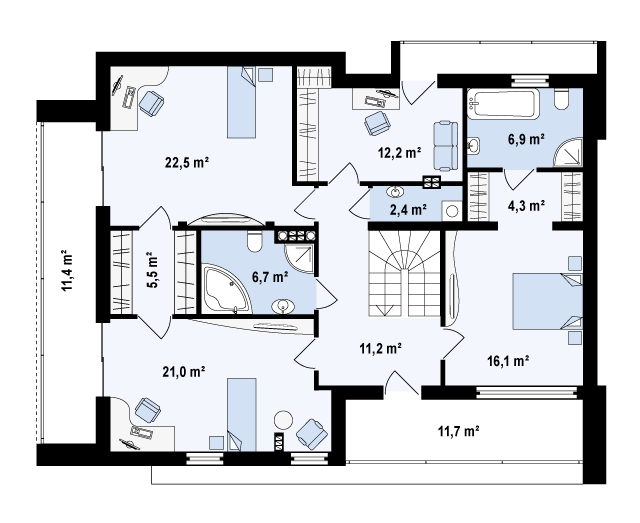 Второй этаж 108,8  м2