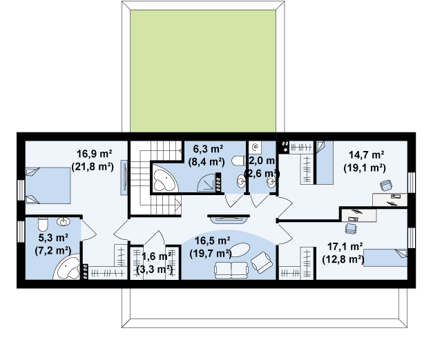 Мансардный этаж 81,7 / 99,0  м2