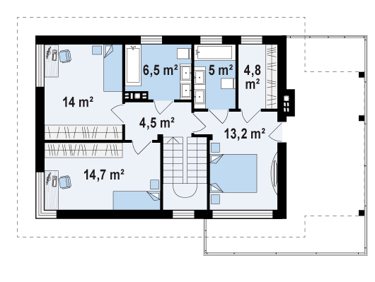 Второй этаж 62,8 м2